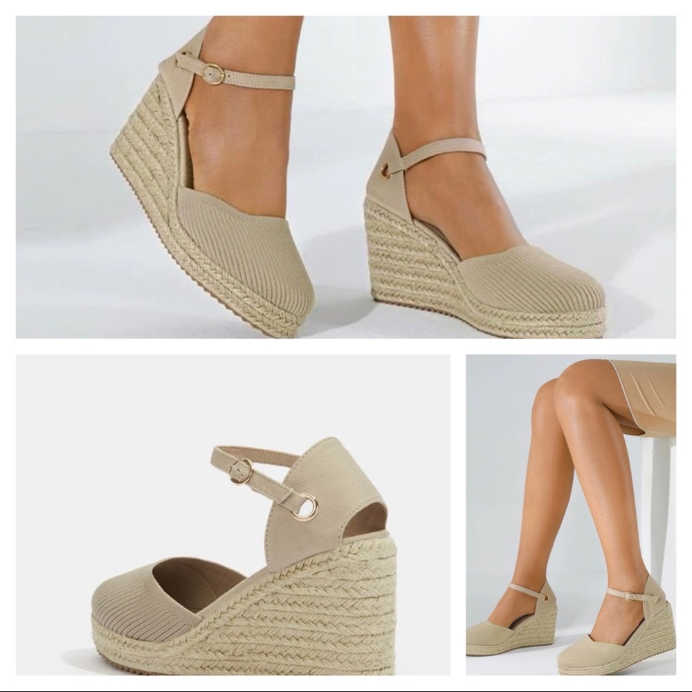 Tan Cuccoo Ankle Strap Espadrille Wedge. Size Eur40 (9)